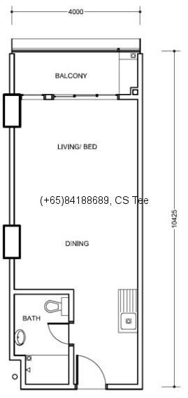 Type A: Studio, 446 sqft