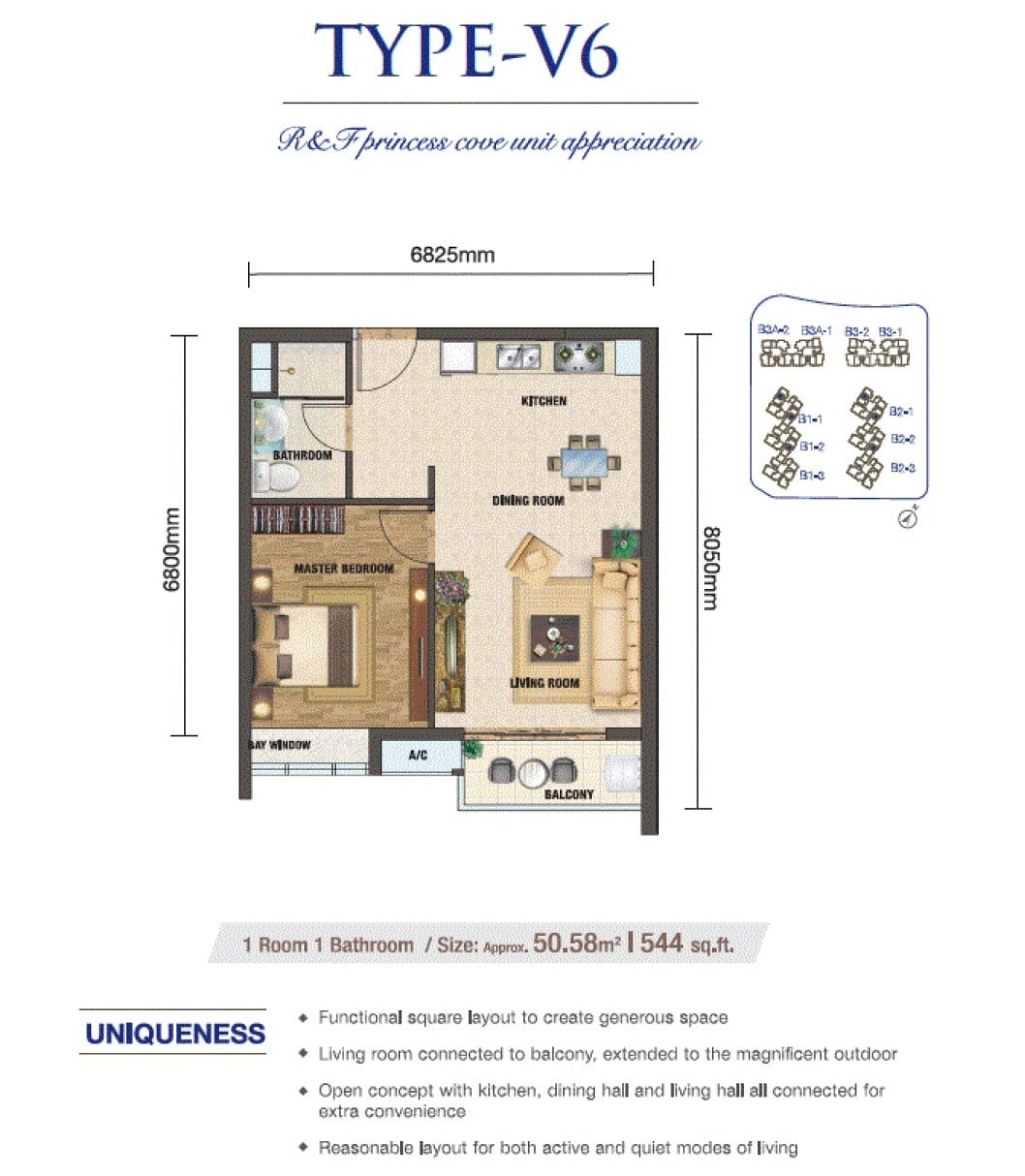 RF Princess Cove JB Floor Plan 1Bedroom