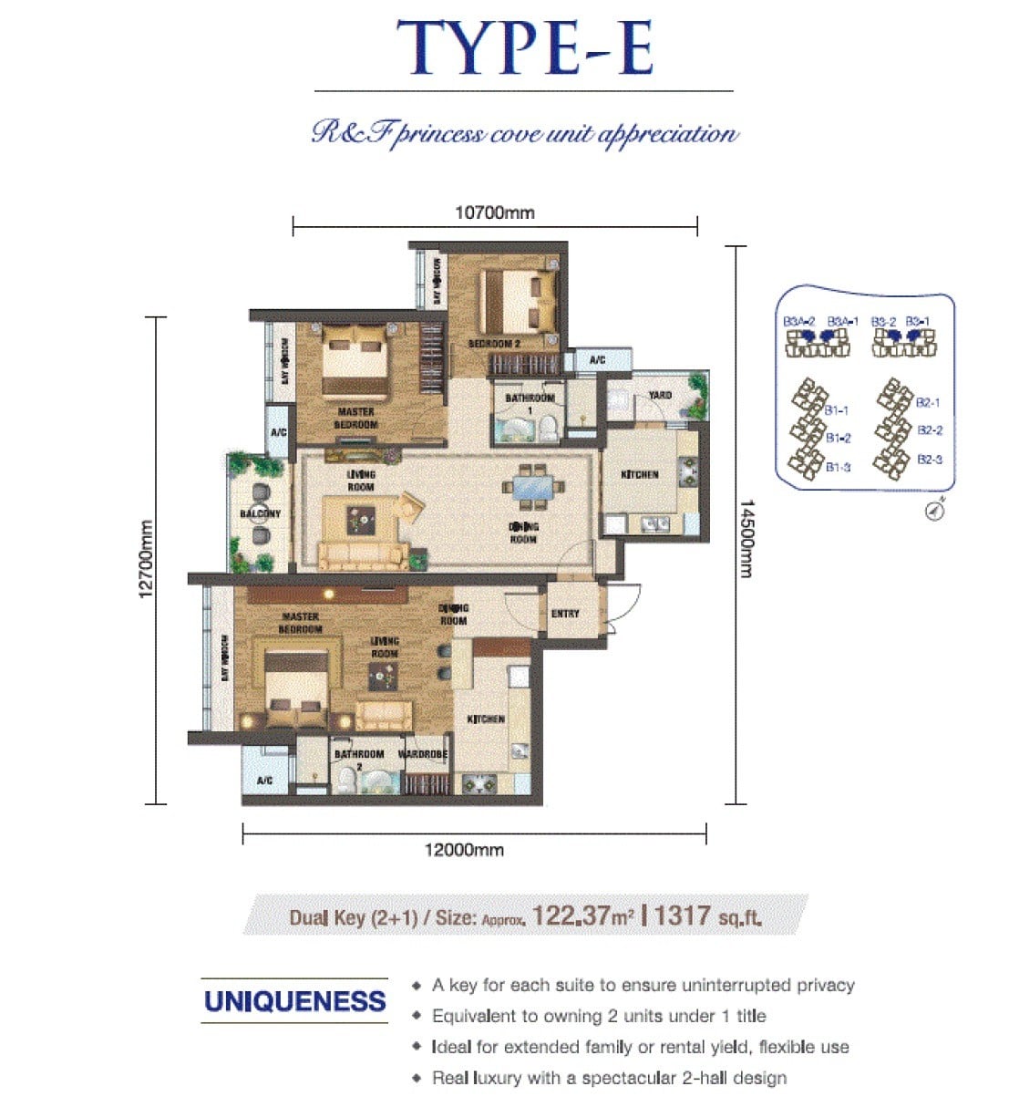 RF Princess Cove JB Floor Plan Dual Keys 2+1