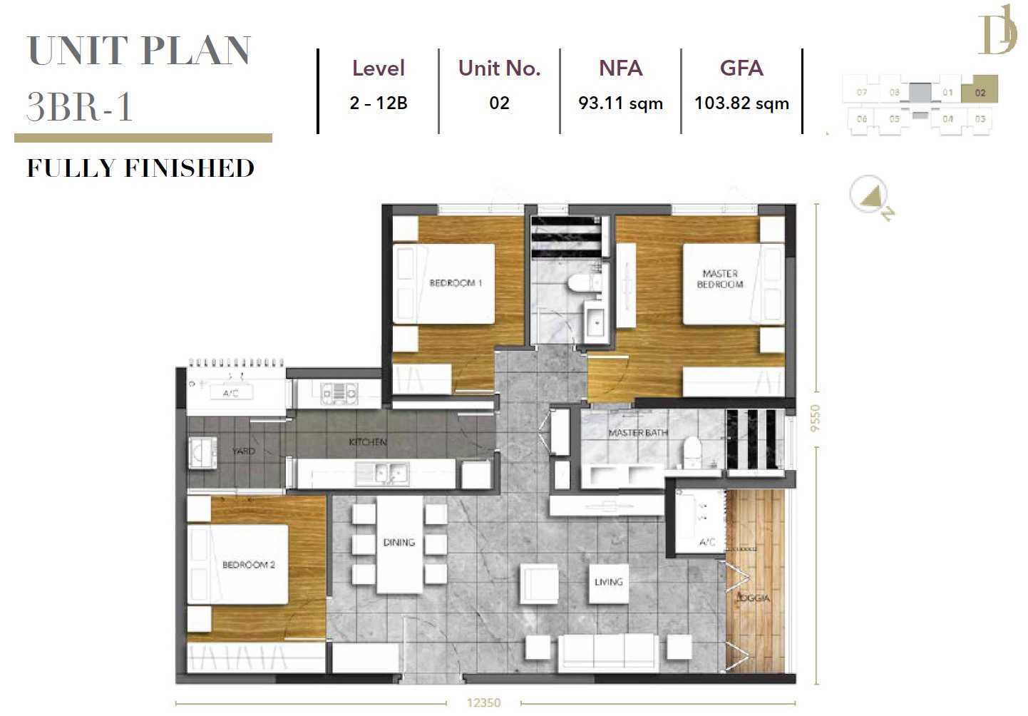 D1mension-UnitPlan-3BR-1