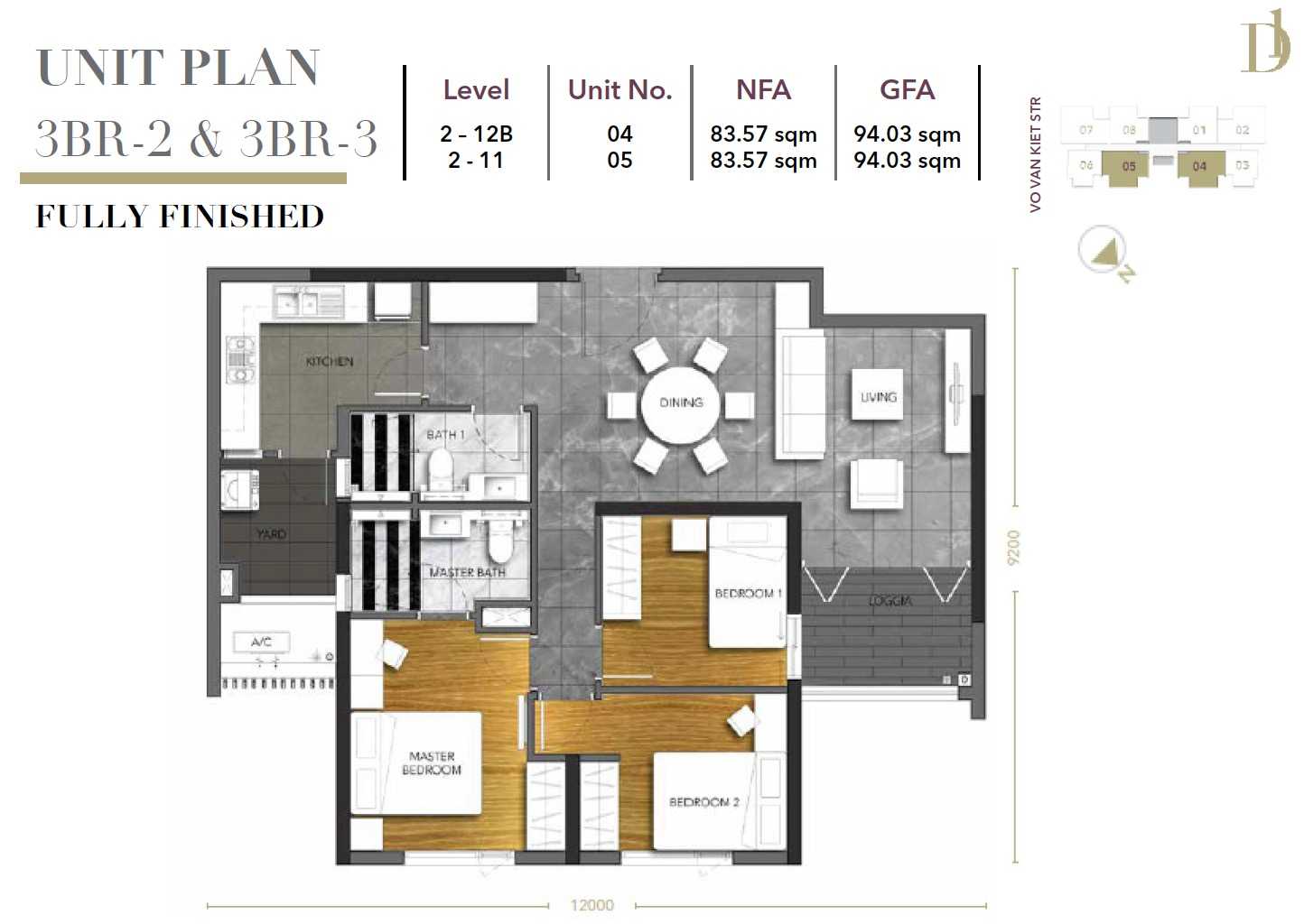 D1mension-UnitPlan-3BR-2 & 3BR-3