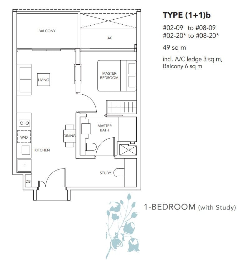 the-jovell-floor plan 1br+study b