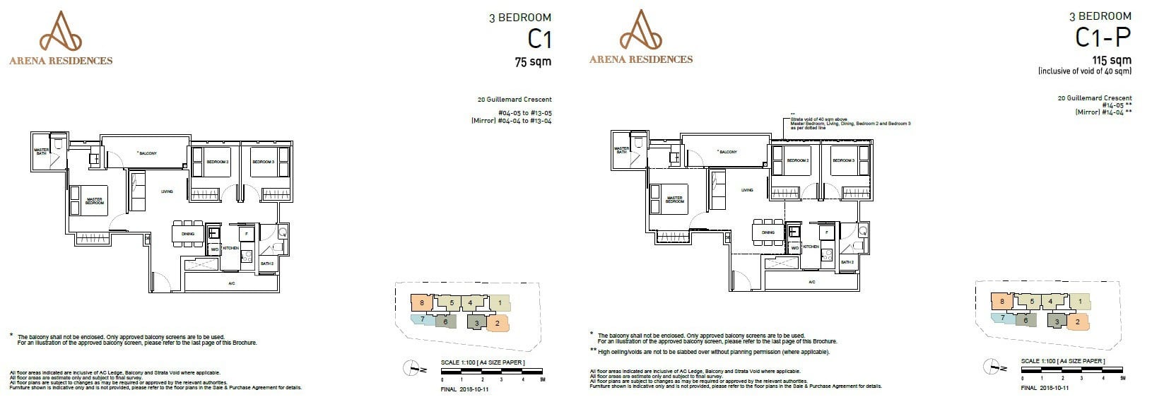 Arena Residences Guillemard - Floor Plan 3Bedroom