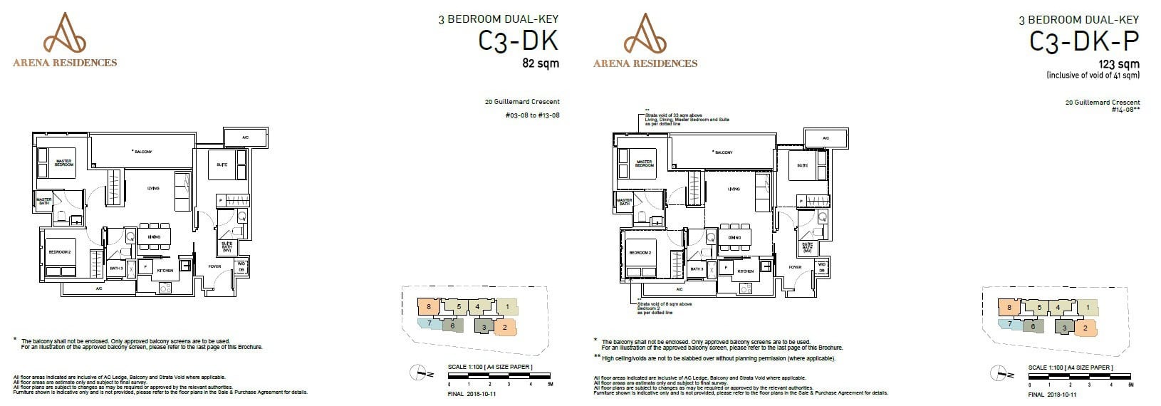 Arena Residences Guillemard - Floor Plan 3Bedroom Dual Key