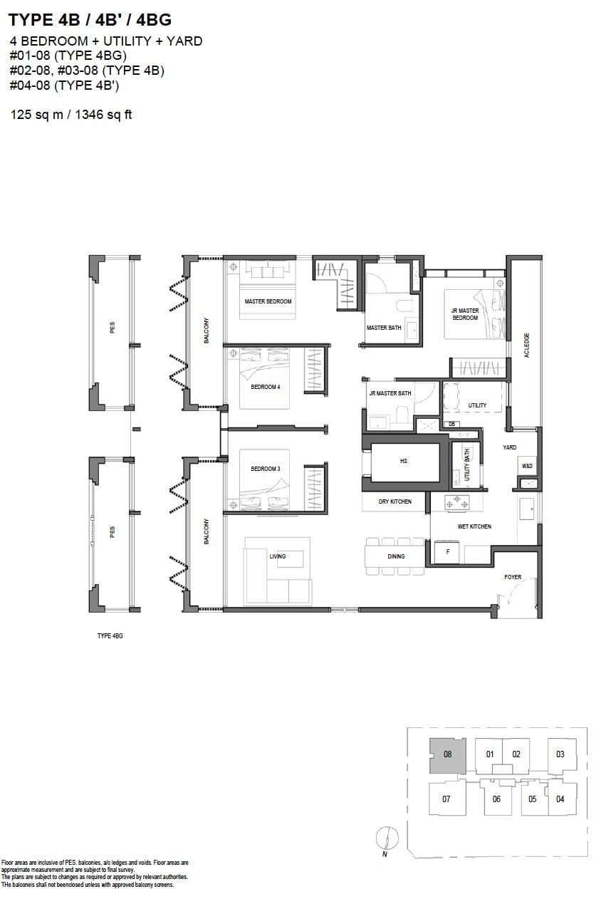 Olloi Joo Chiat Floor Plan 4BR + Utility + Yard