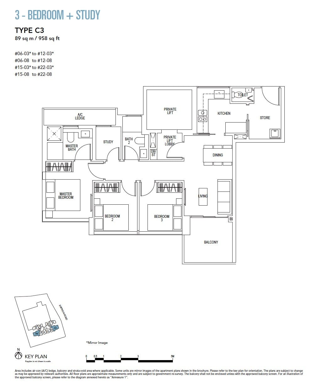 Sky-Everton-Floor Plan-3BR+Study C3