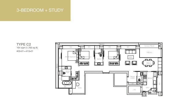 nouvel-18-floorplan 3BR+S C2