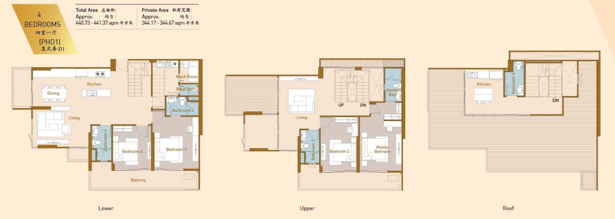 Royal Platinum Floor Plan 4BR Duplex full D1