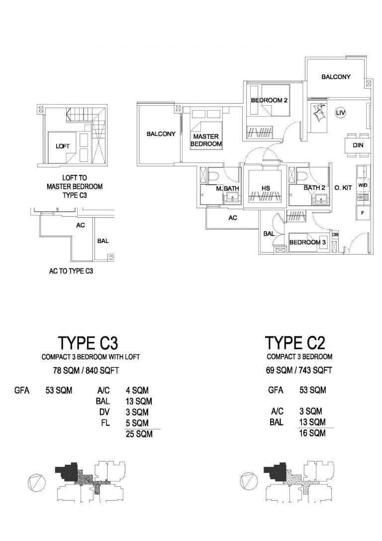 Uptown-Farrer-FloorPlan-3-Bed-C2 C3