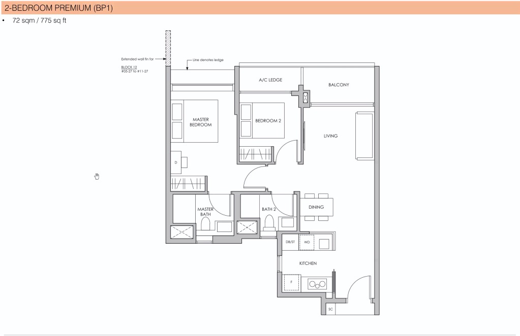 Pasir Ris 8-floor plan 2BR Premium