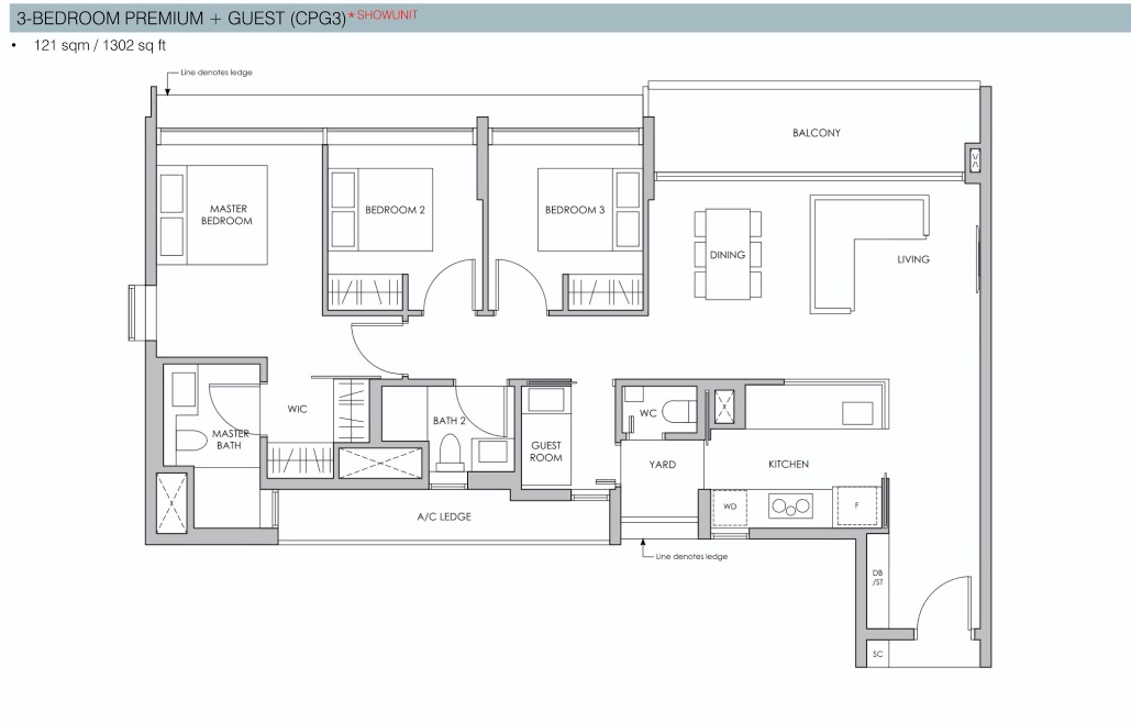 Pasir Ris 8-floor plan 3BR Premium showflat