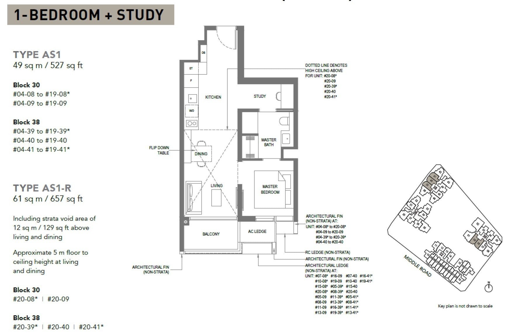 The-M-Floor Plan 1BR +S