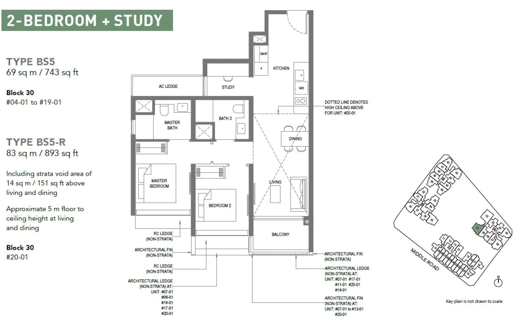 The-M-Floor Plan 2BR +S