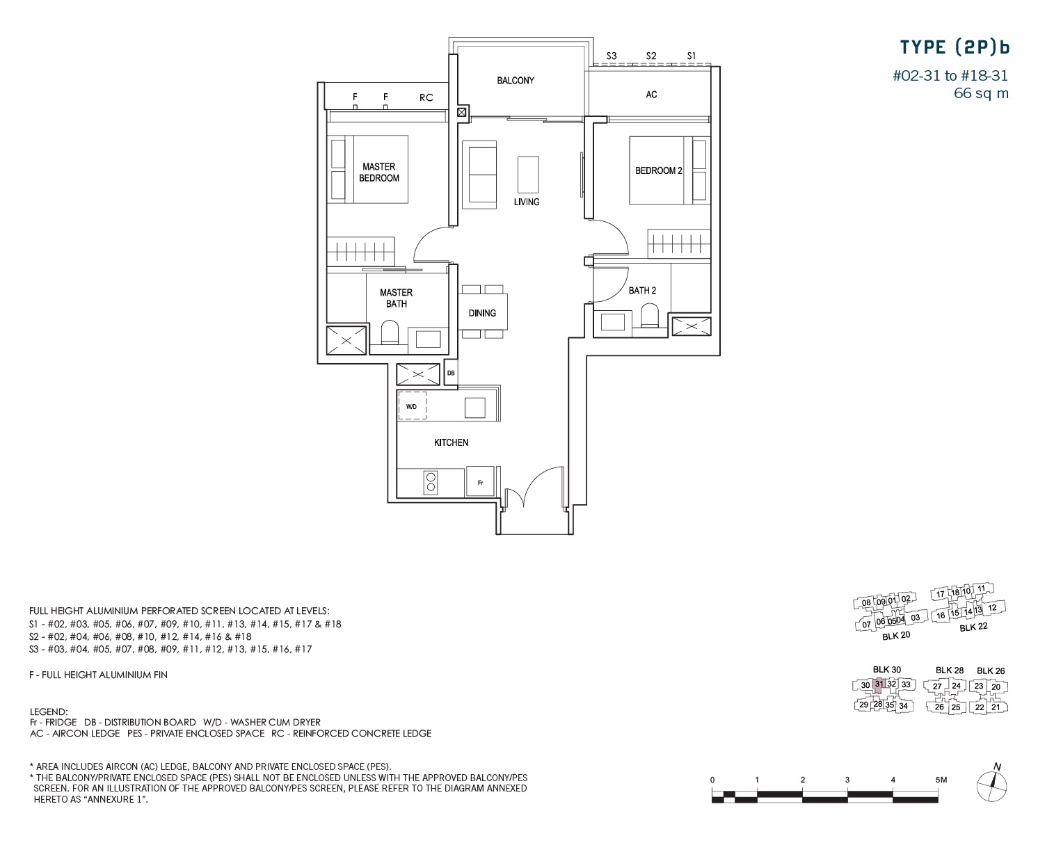 penrose-sims-floorplan 2BR 2Bath B