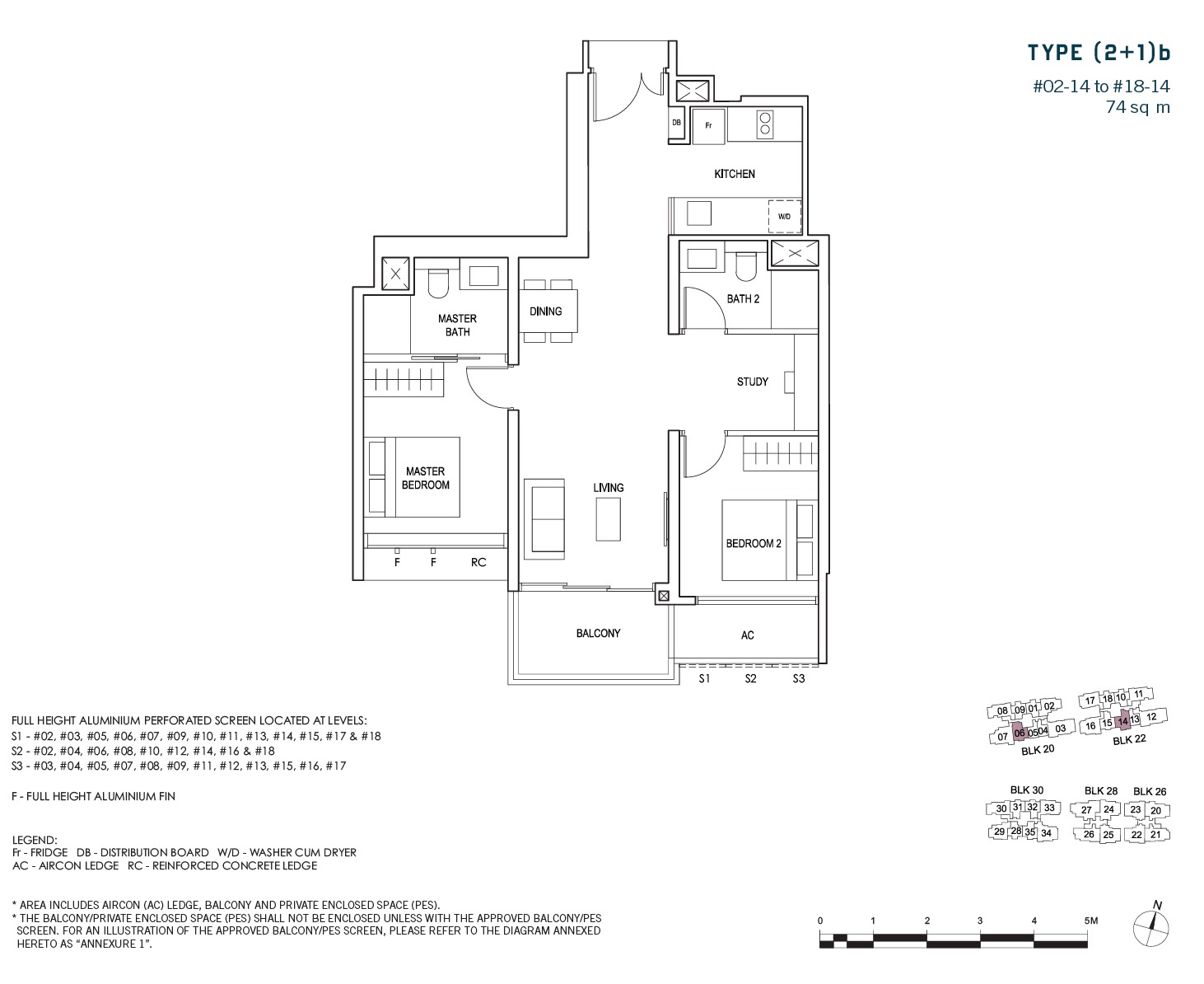 penrose-sims-floorplan 2BR +S