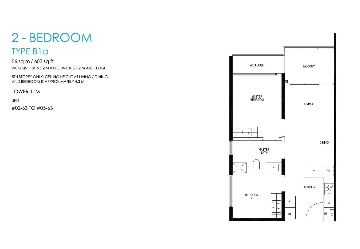 daintree-condo-floor plan 2BR 1