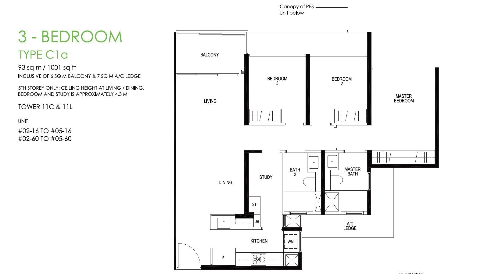 daintree-condo-floor plan 3BR