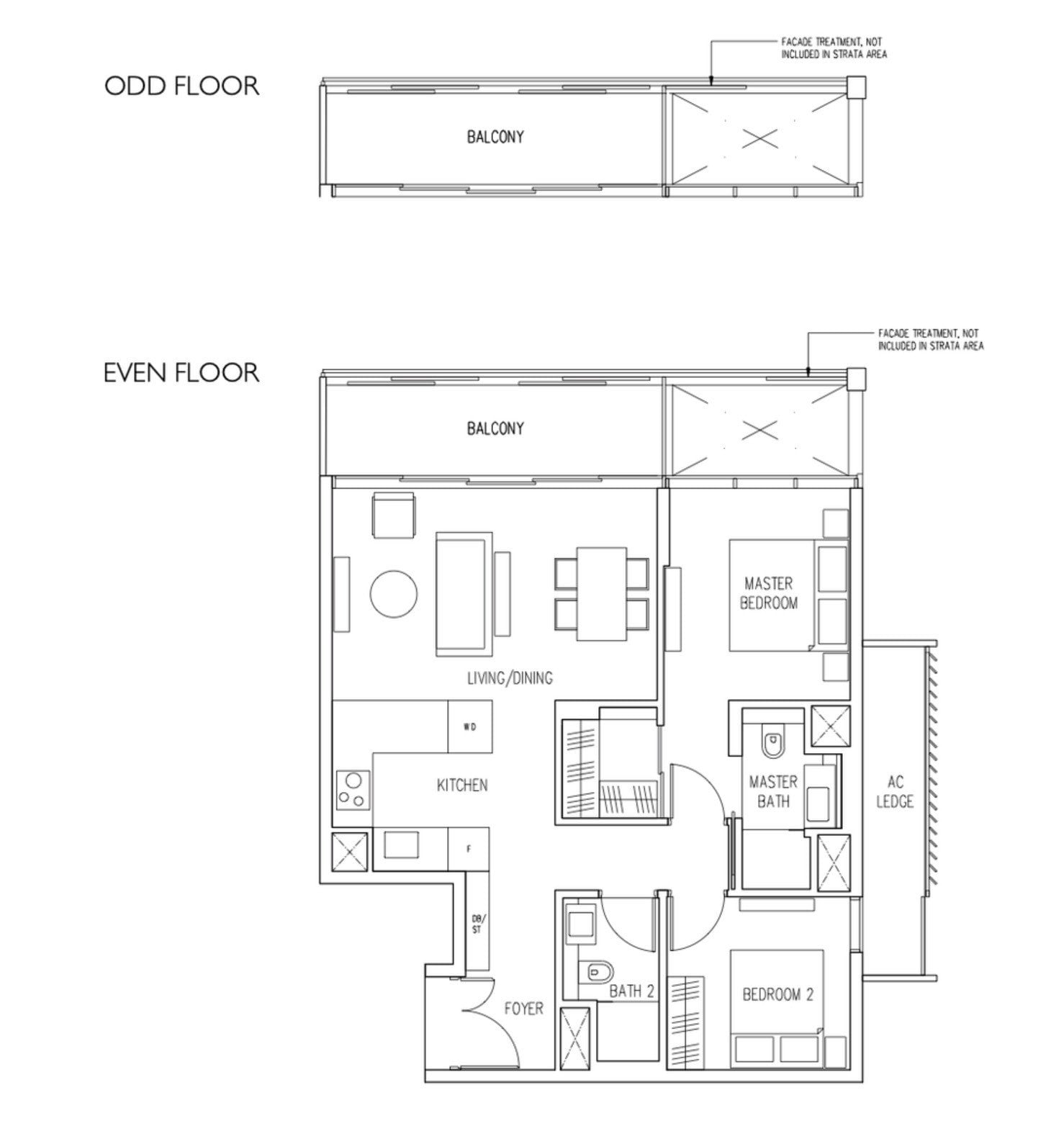 19 Nassim Condo floor plan 2BR2Bath type B1