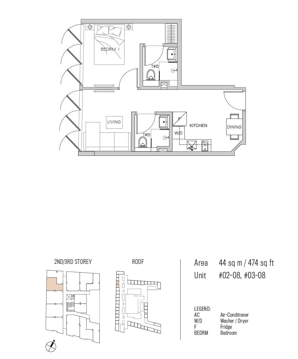 77 east coast floor plan 1BR type A3