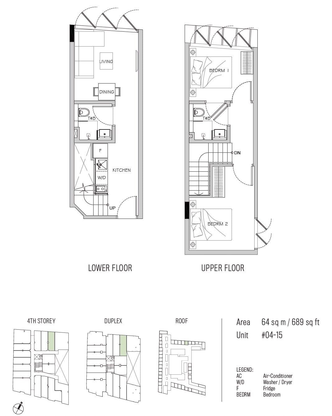 77 east coast floor plan 2BR duplex