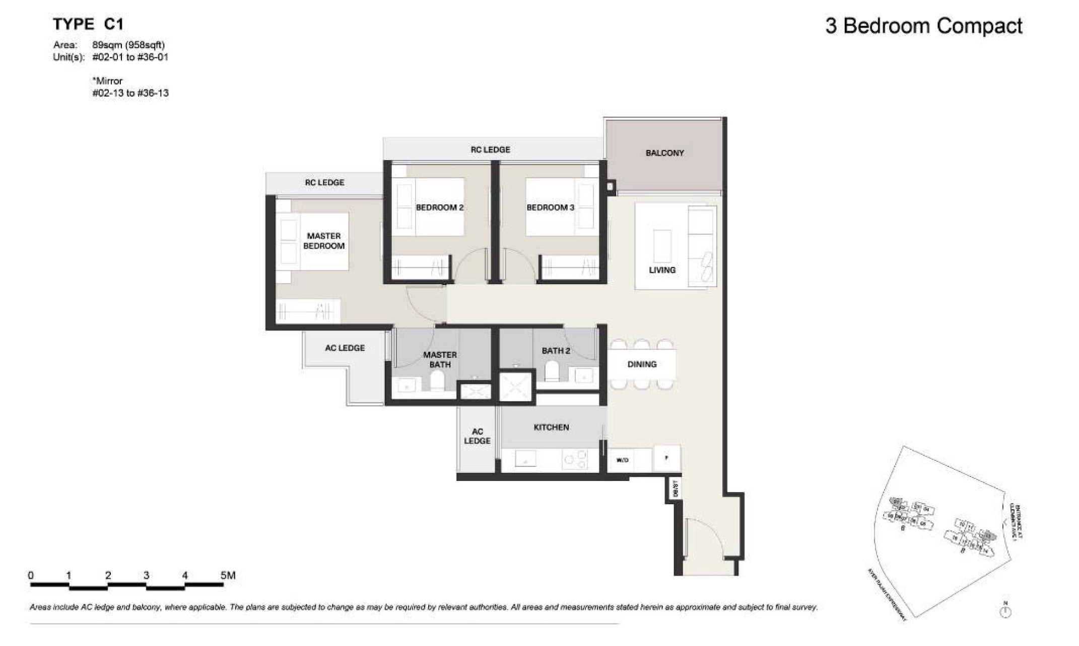 Clavon-Floor Plan 3BR C1