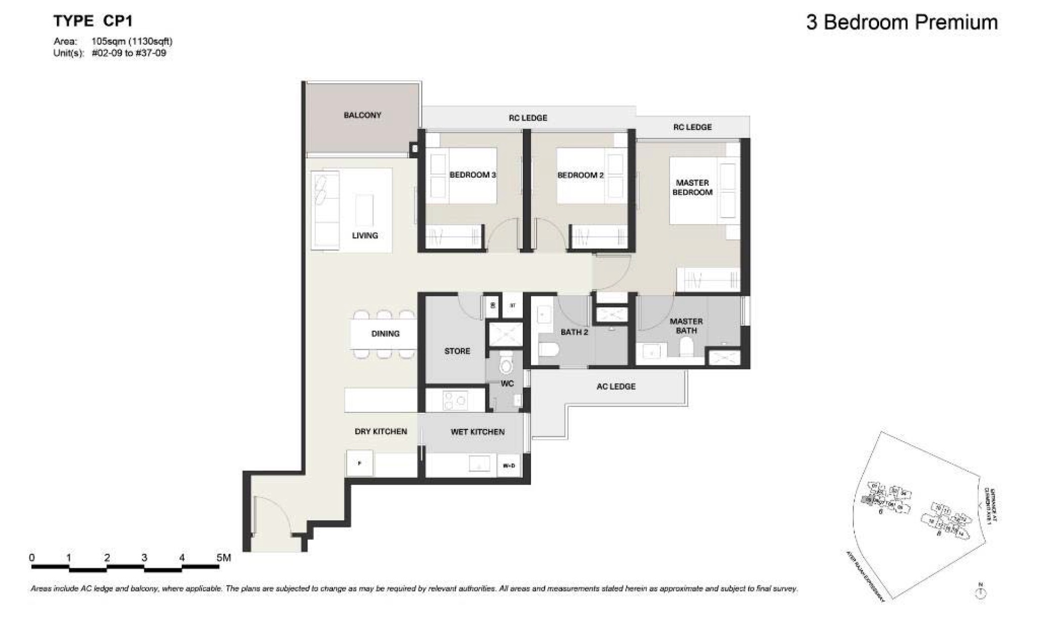 Clavon-Floor Plan 3BR Premium CP1