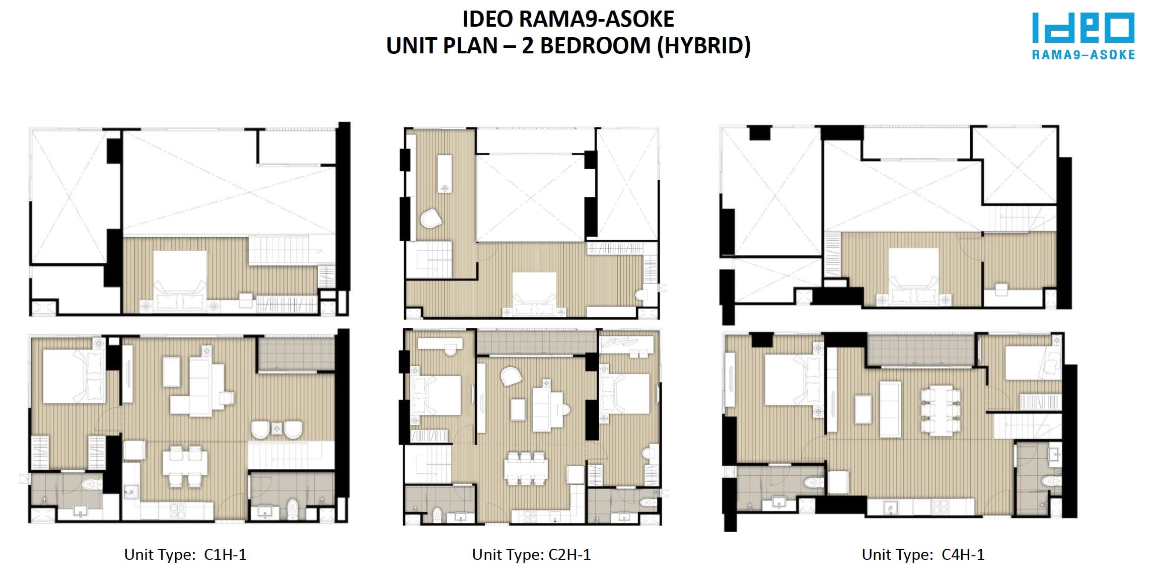 Ideo Rama 9 -Asoke Floor Plan 2BR Hybrid