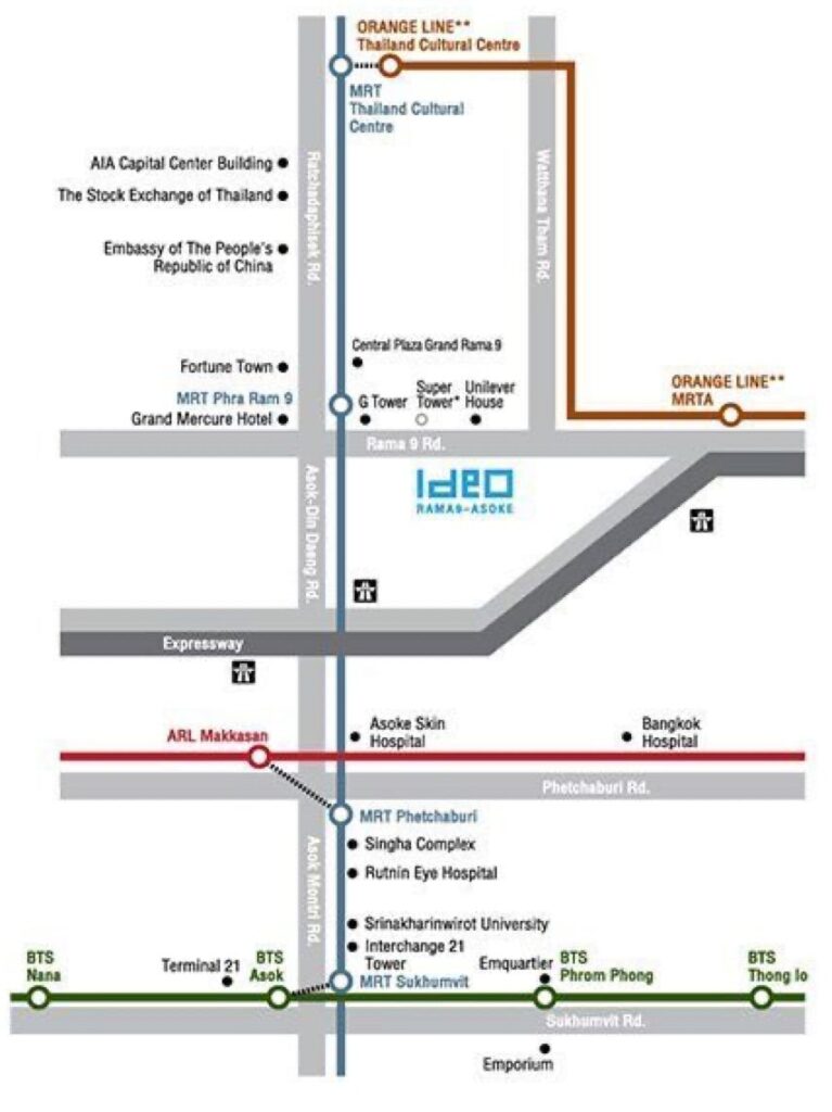 Ideo Rama 9 -Asoke location map