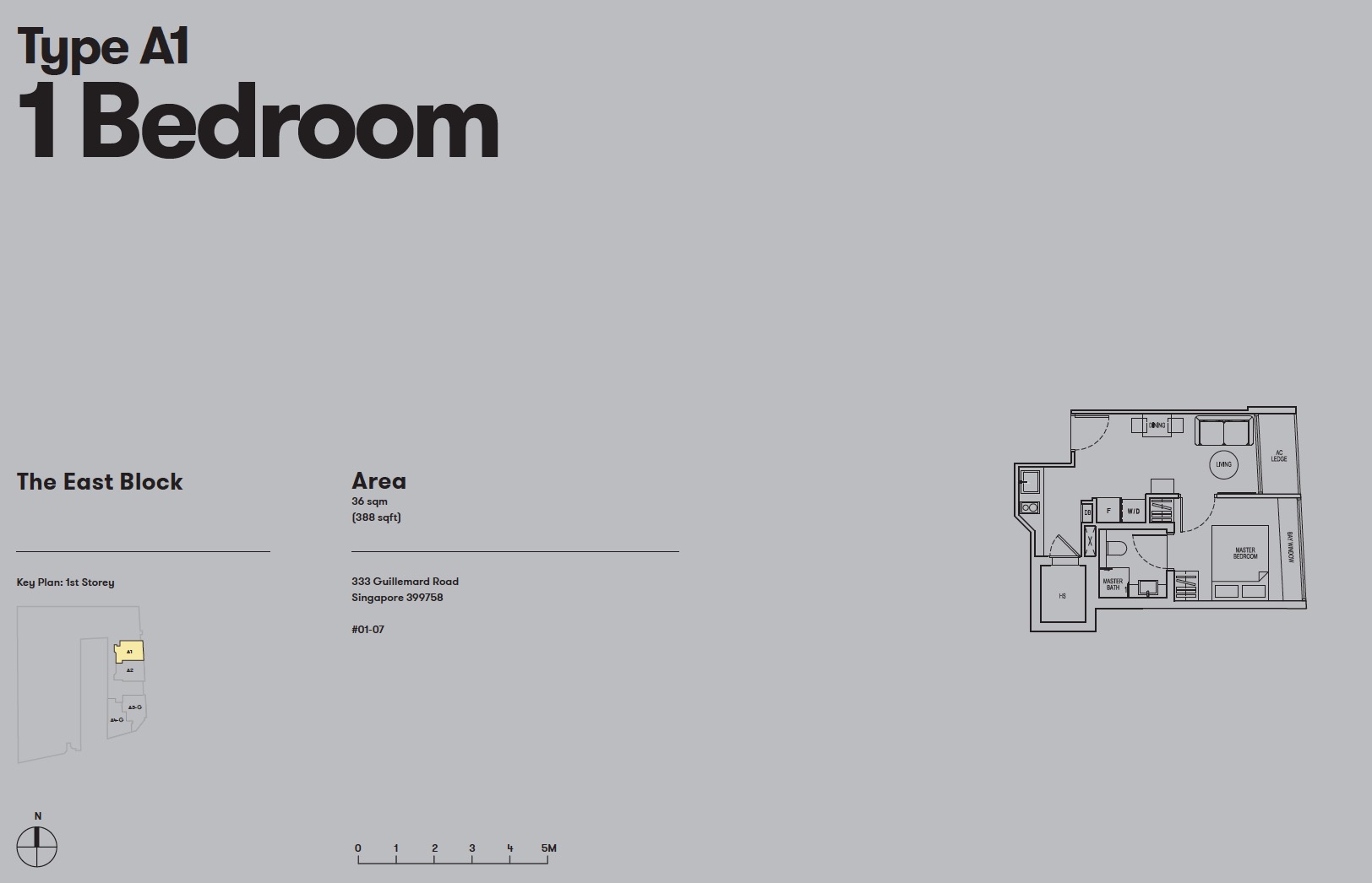 Noma-condo-guillemard-floor plan 1BR A1