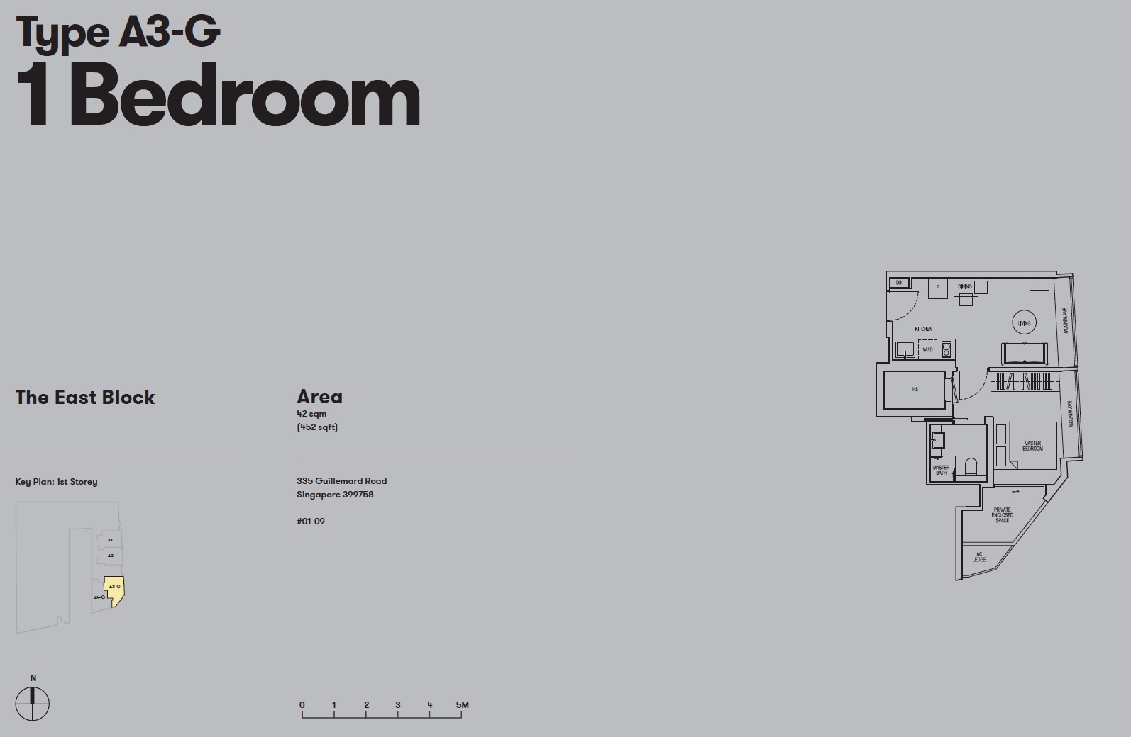 Noma-condo-guillemard-floor plan 1BR A3-G