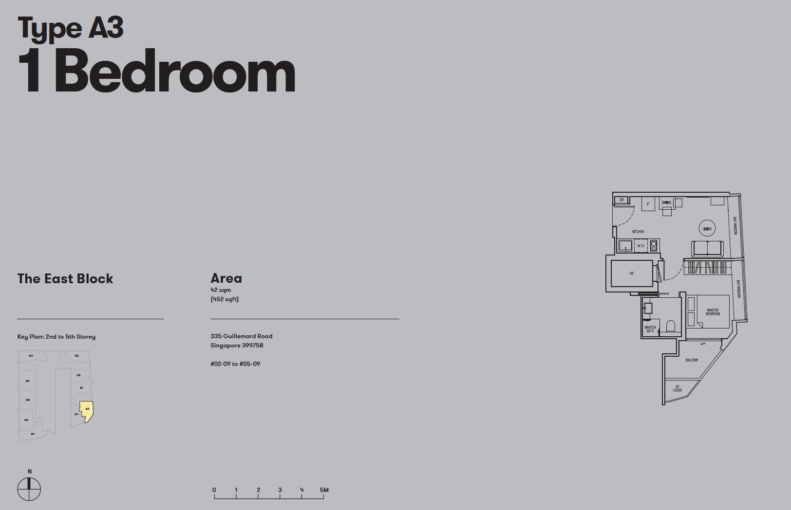 Noma-condo-guillemard-floor plan 1BR A3