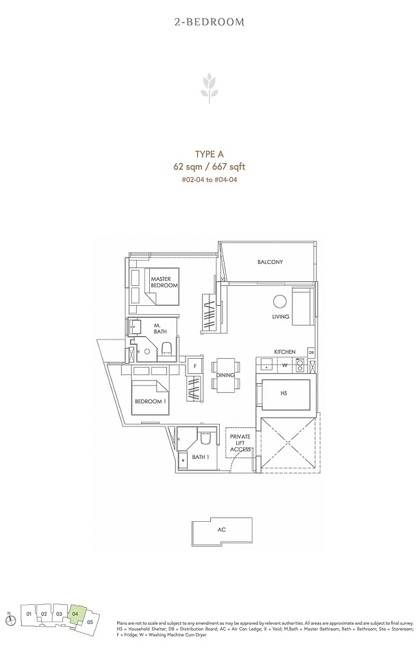 Mooi Residences floor plan 2BR A