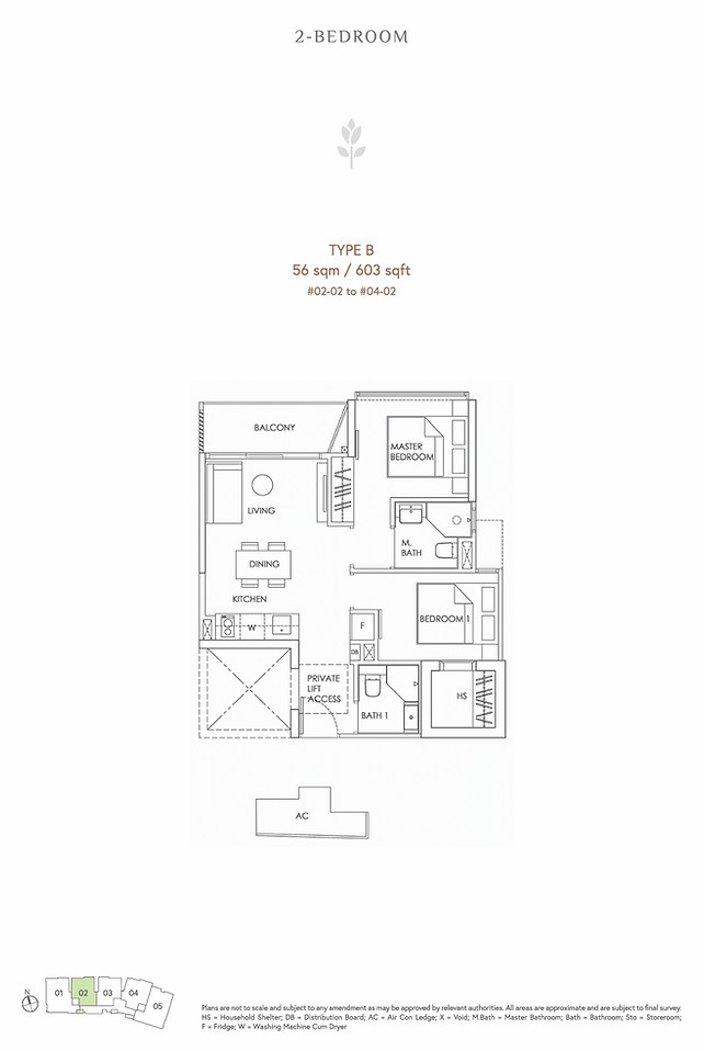 Mooi Residences floor plan 2BR B