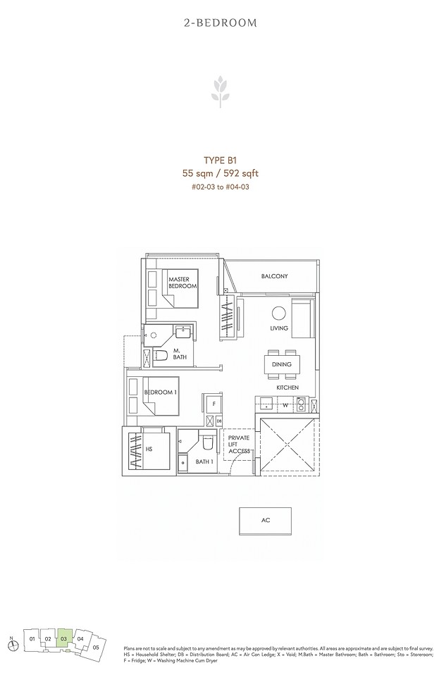 Mooi Residences floor plan 2BR B1