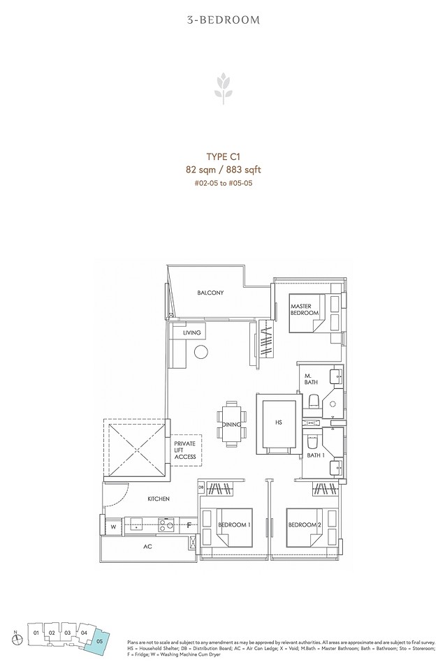 Mooi Residences floor plan 3BR C1