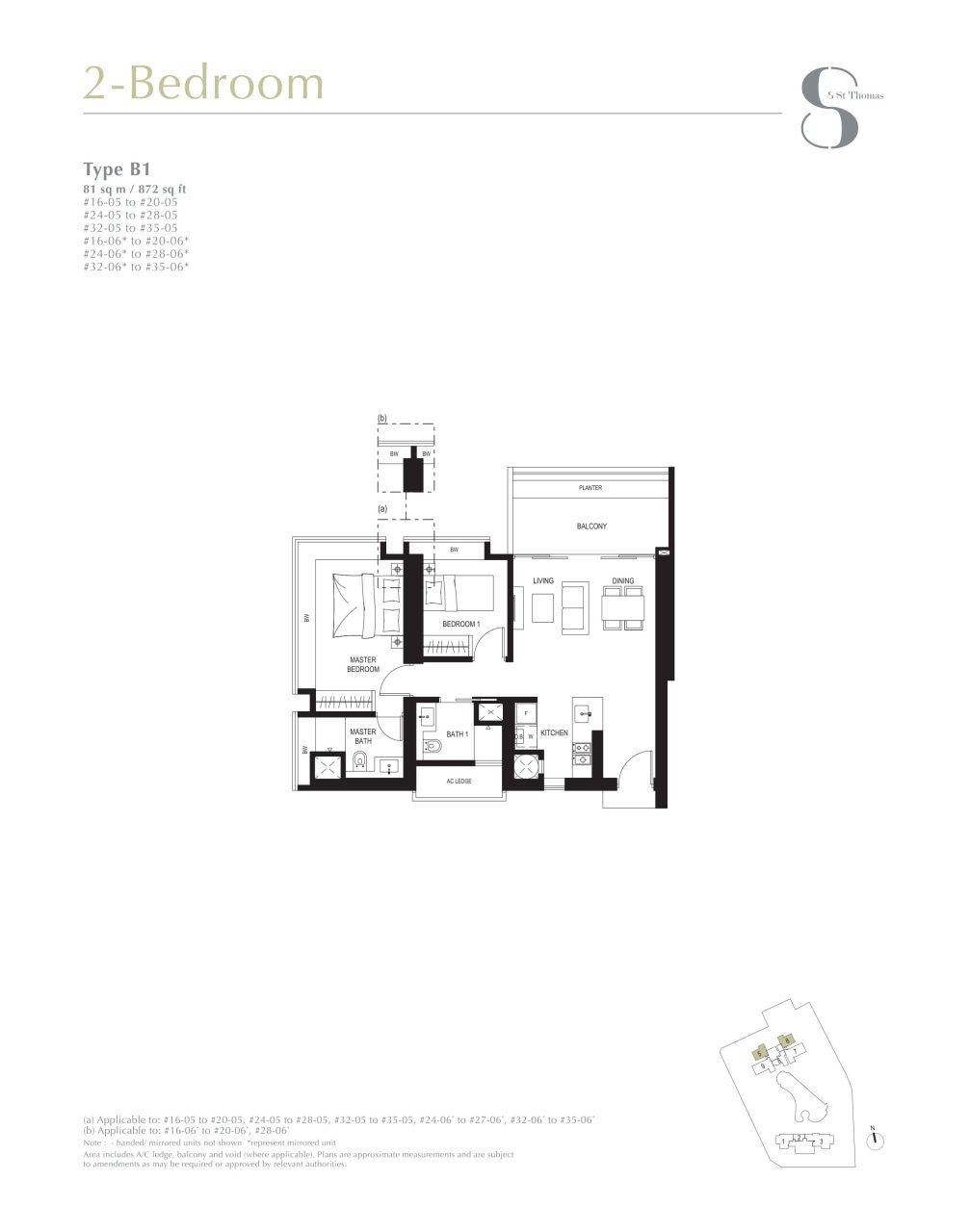 8 st thomas floor plan 2BR type B1