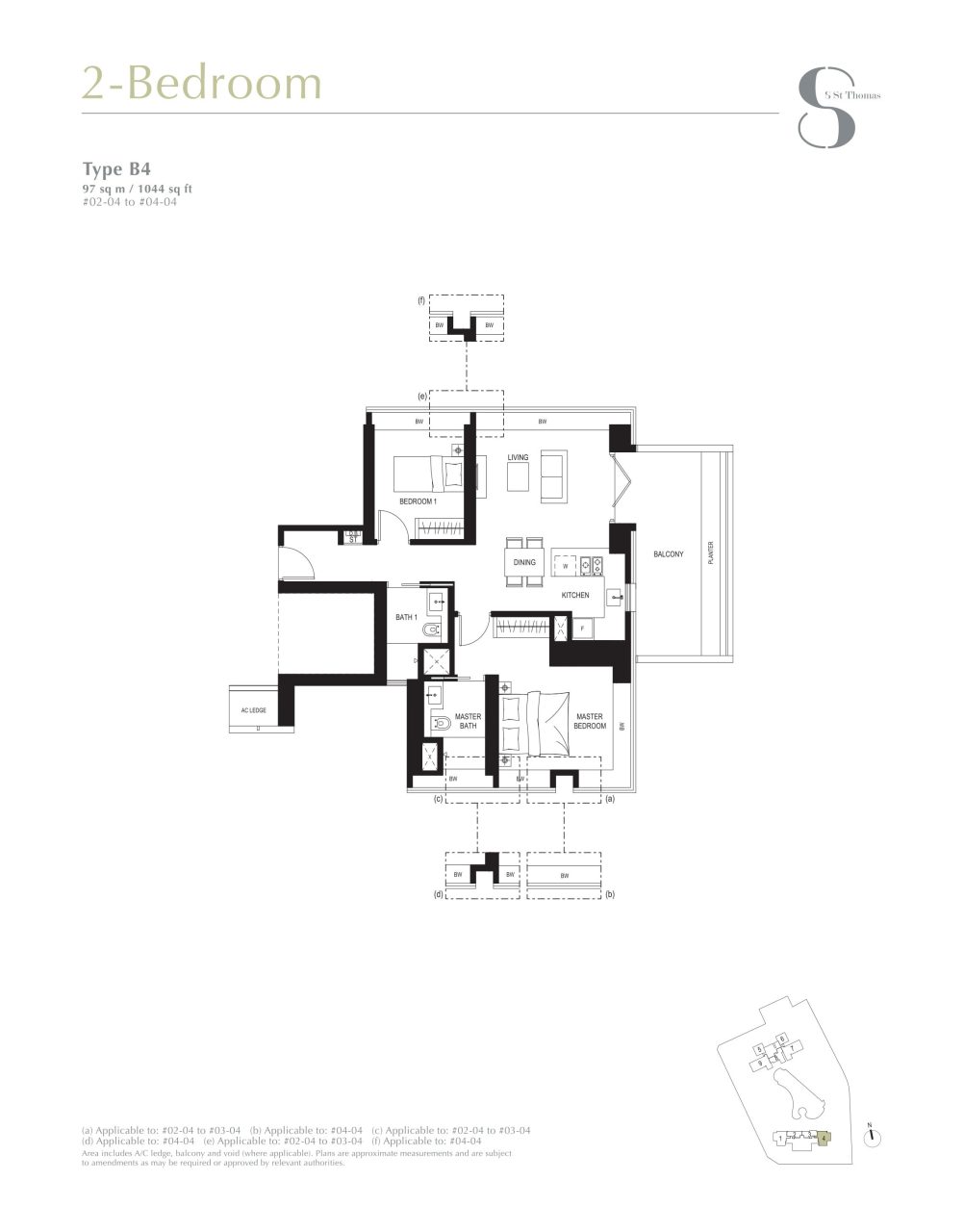 8 st thomas floor plan 2BR type B4