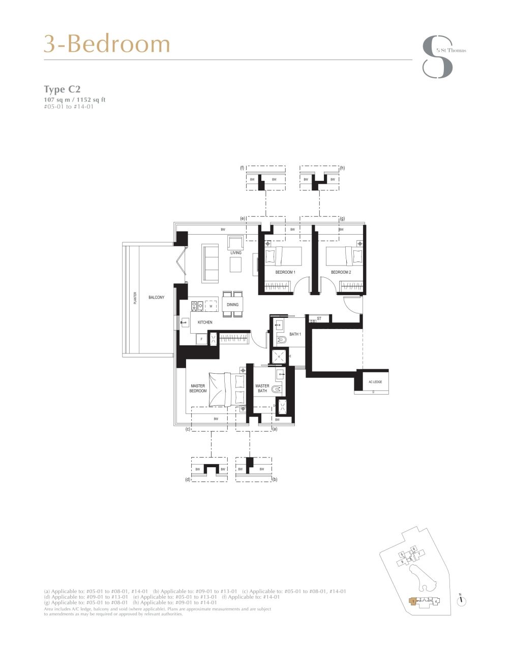 8 st thomas floor plan 3BR type C2