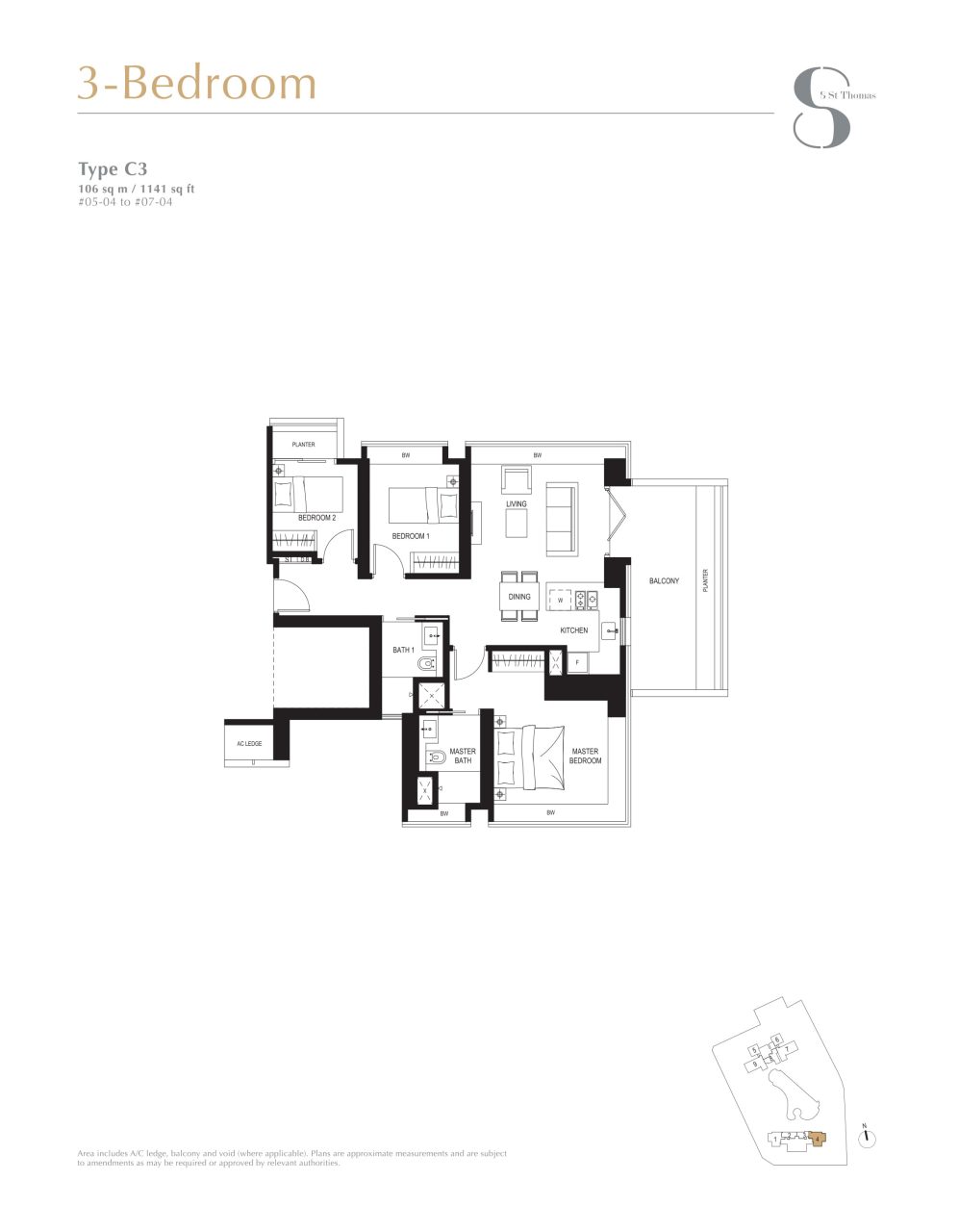 8 st thomas floor plan 3BR type C3