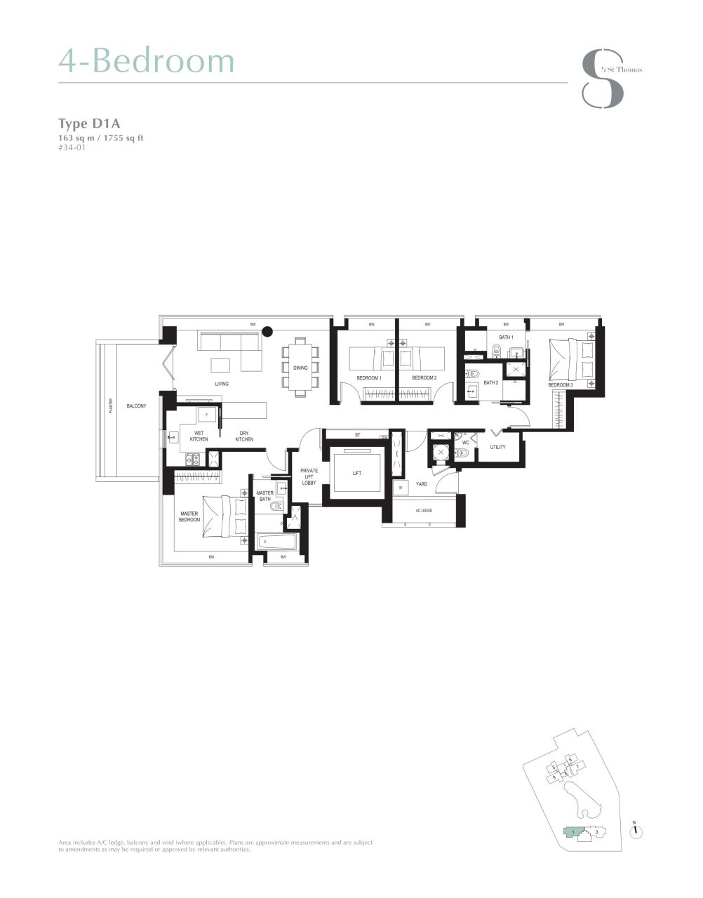 8 st thomas floor plan 4BR type D1A