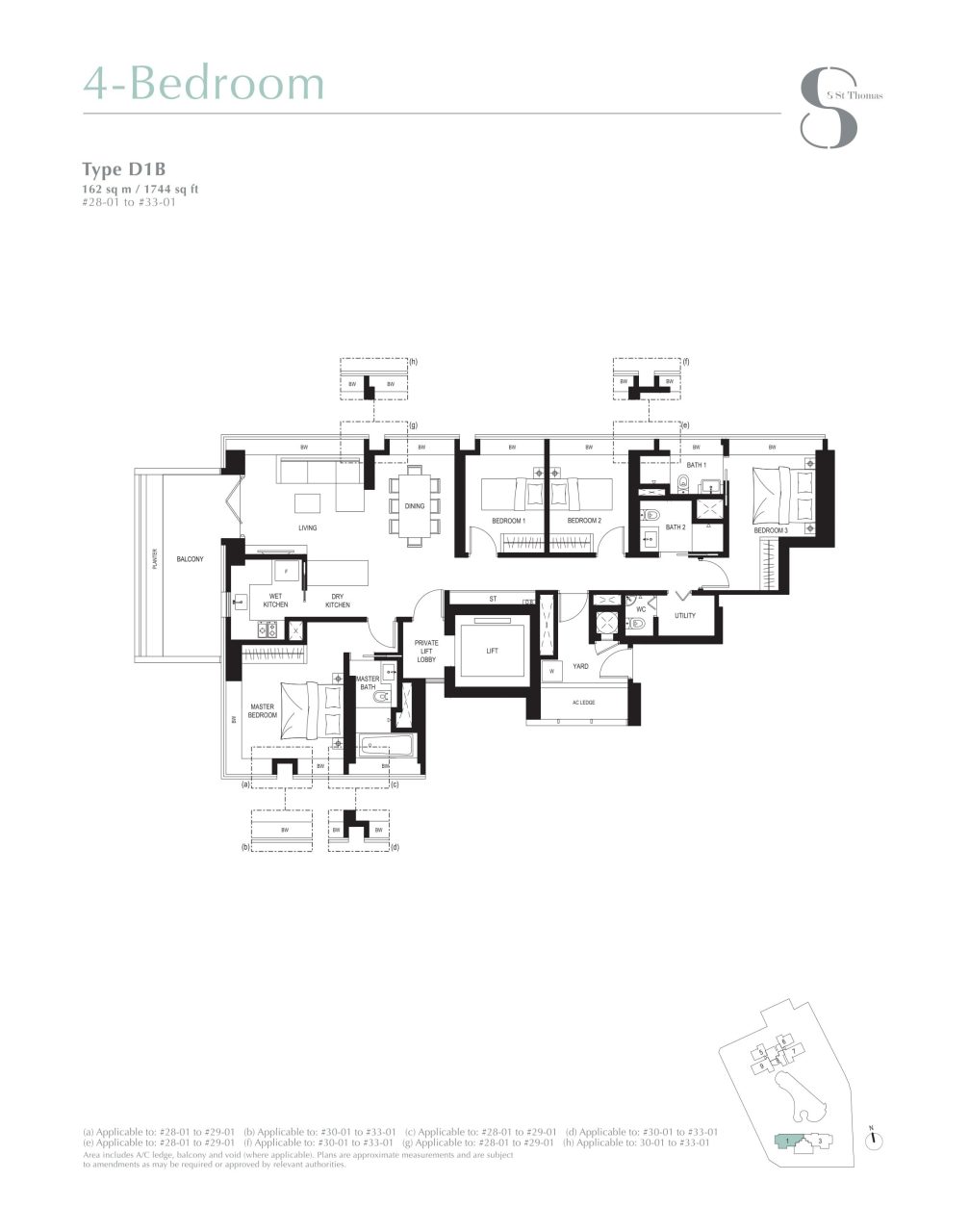 8 st thomas floor plan 4BR type D1B