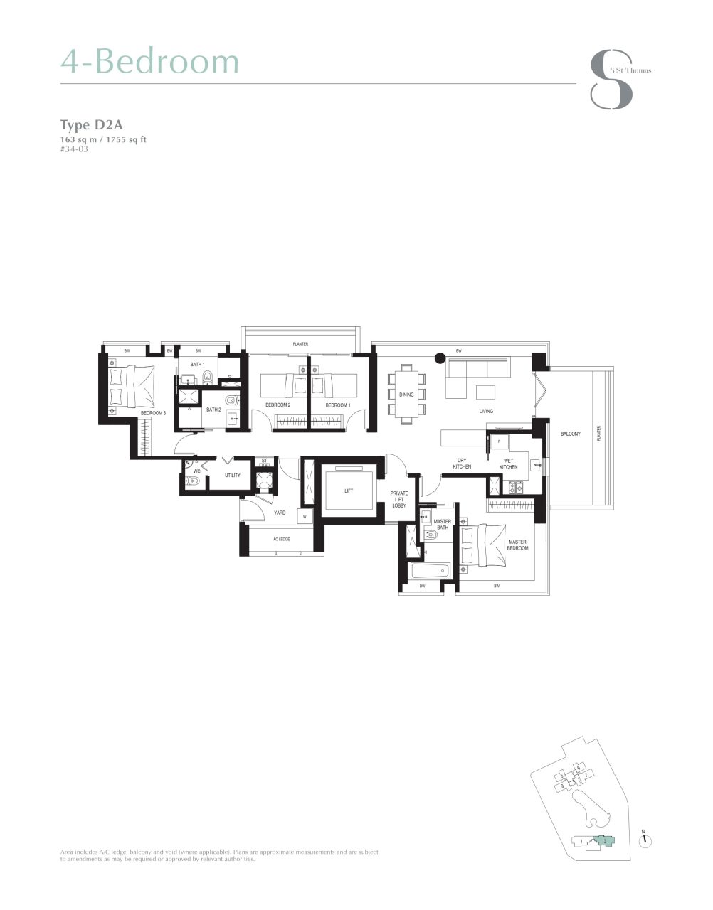 8 st thomas floor plan 4BR type D2A