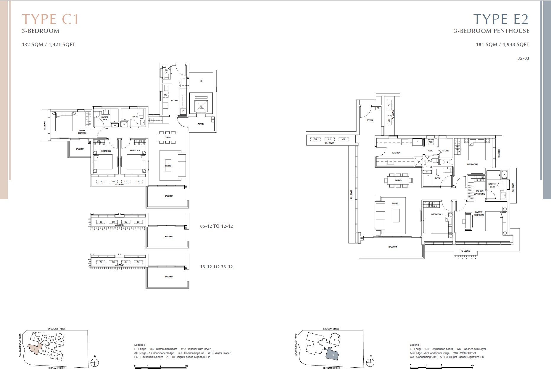 One Bernam floor plan 3BR & Penthouse