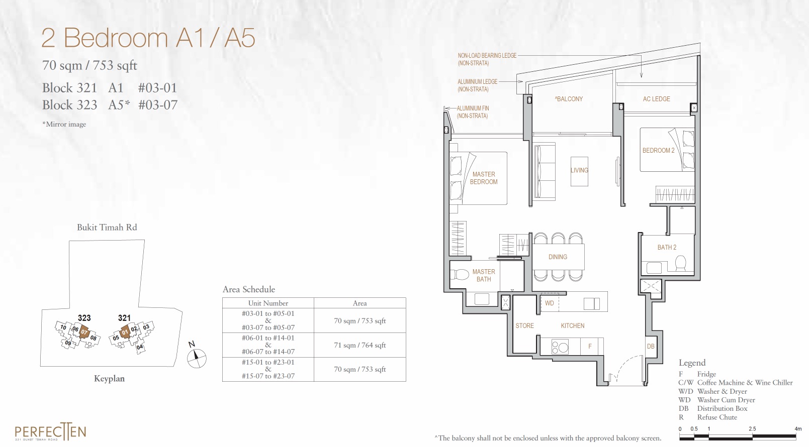 Perfect 10-Floor Plan 2BR A1: A5