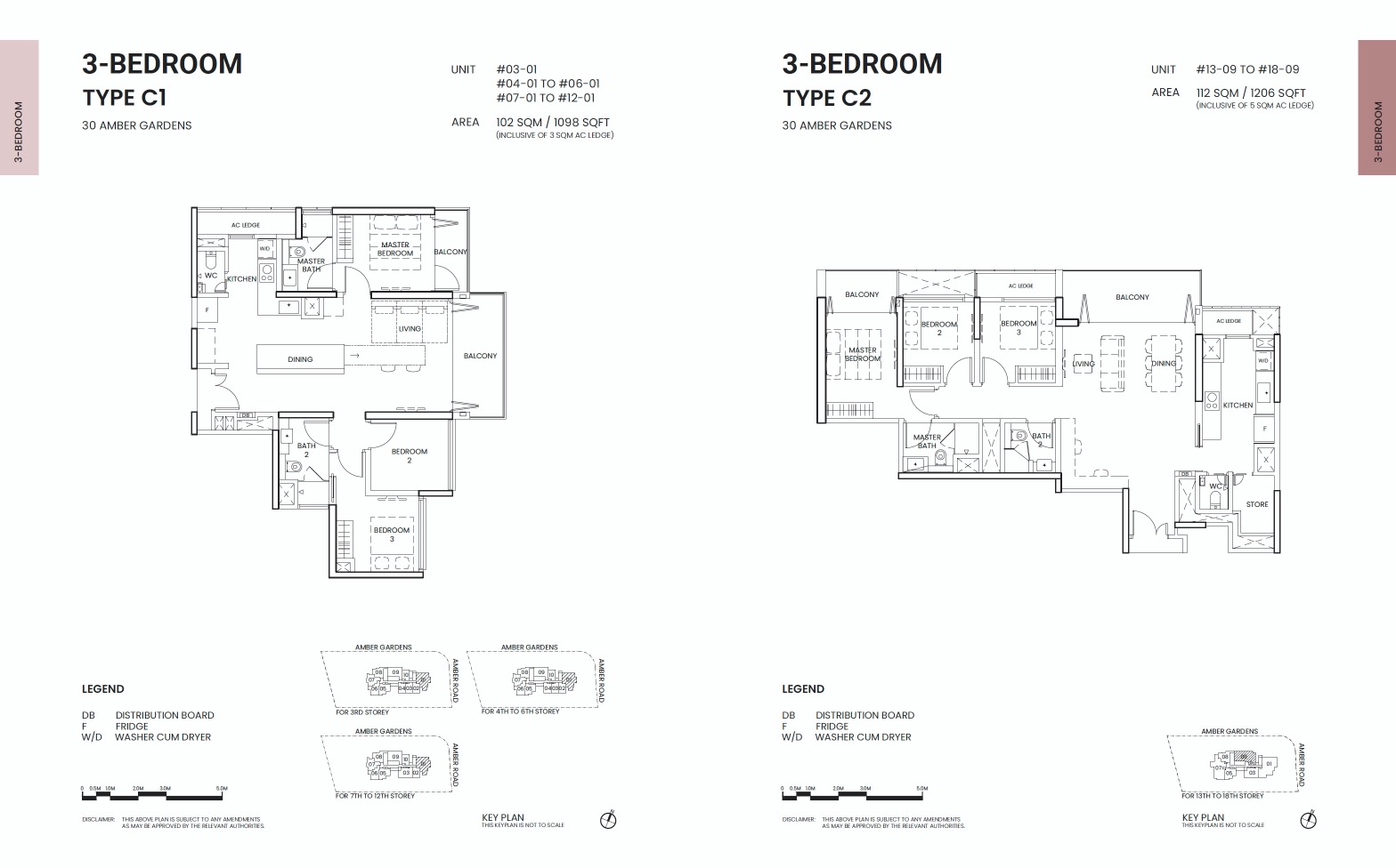 Amber Sea Floor Plan 3BR Type C1 C2