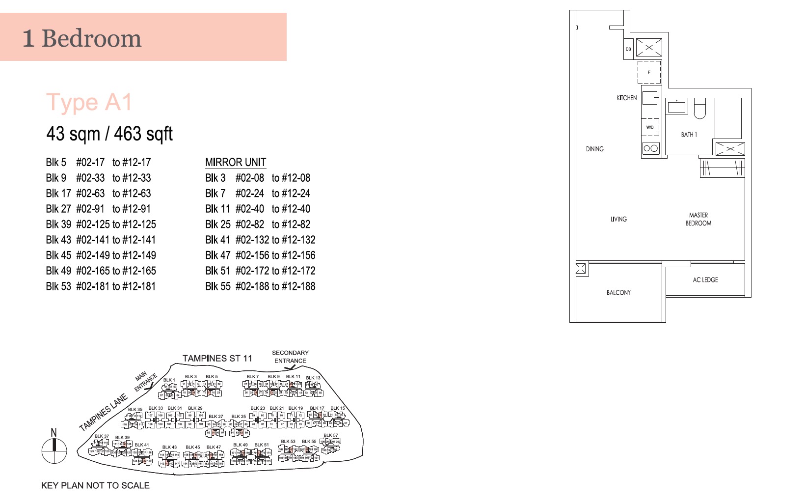 treasure tampines floor plan 1BR