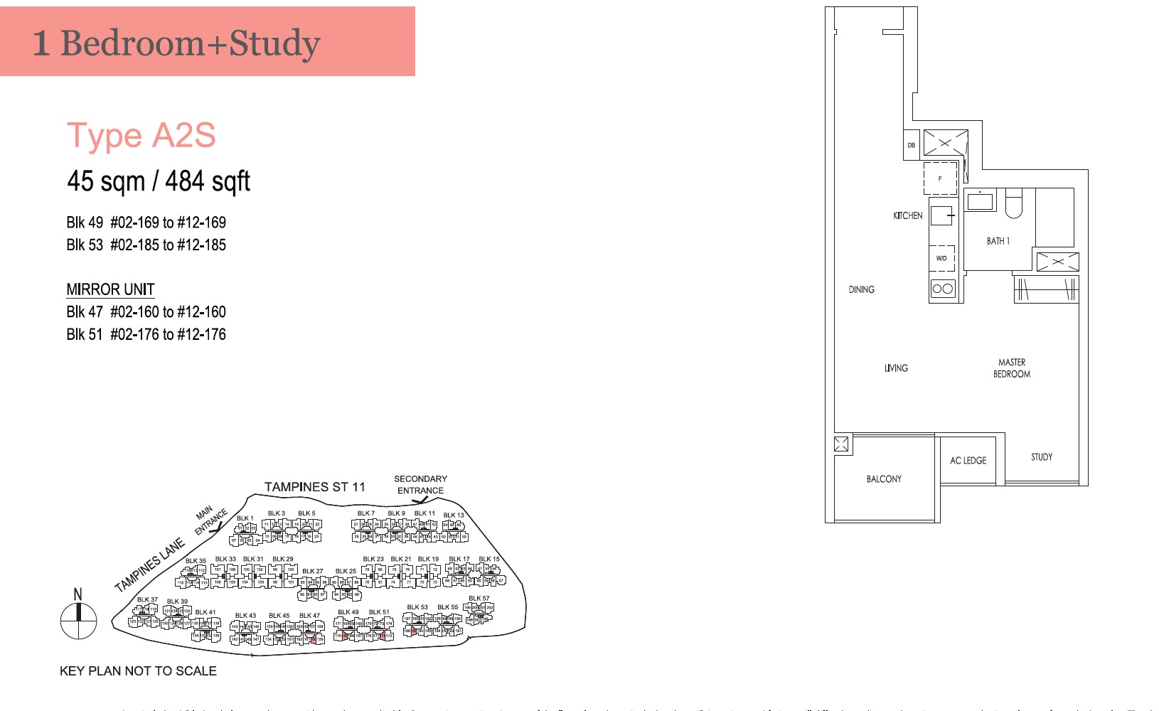 treasure tampines floor plan 1BR+S