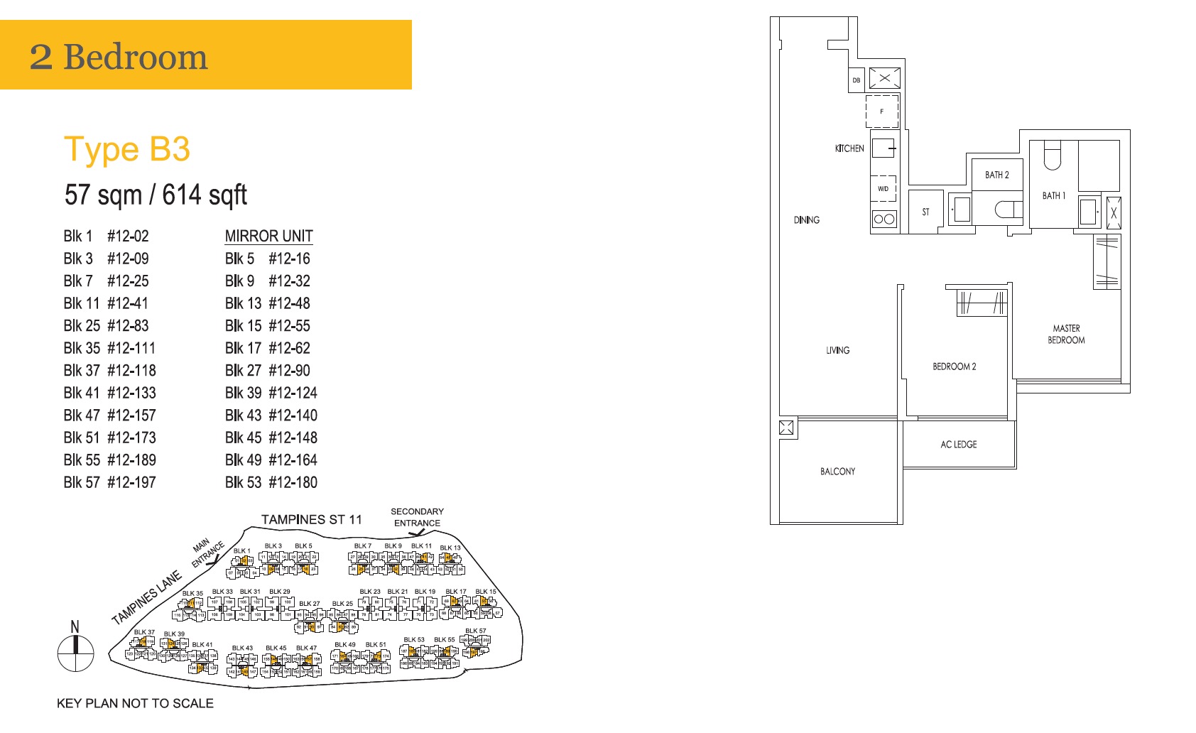 treasure tampines floor plan 2BR-B3