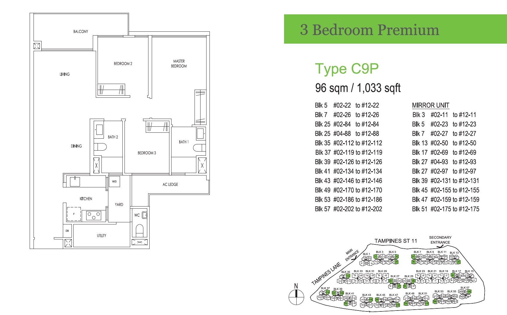 treasure tampines floor plan 3BR-Premium C9P