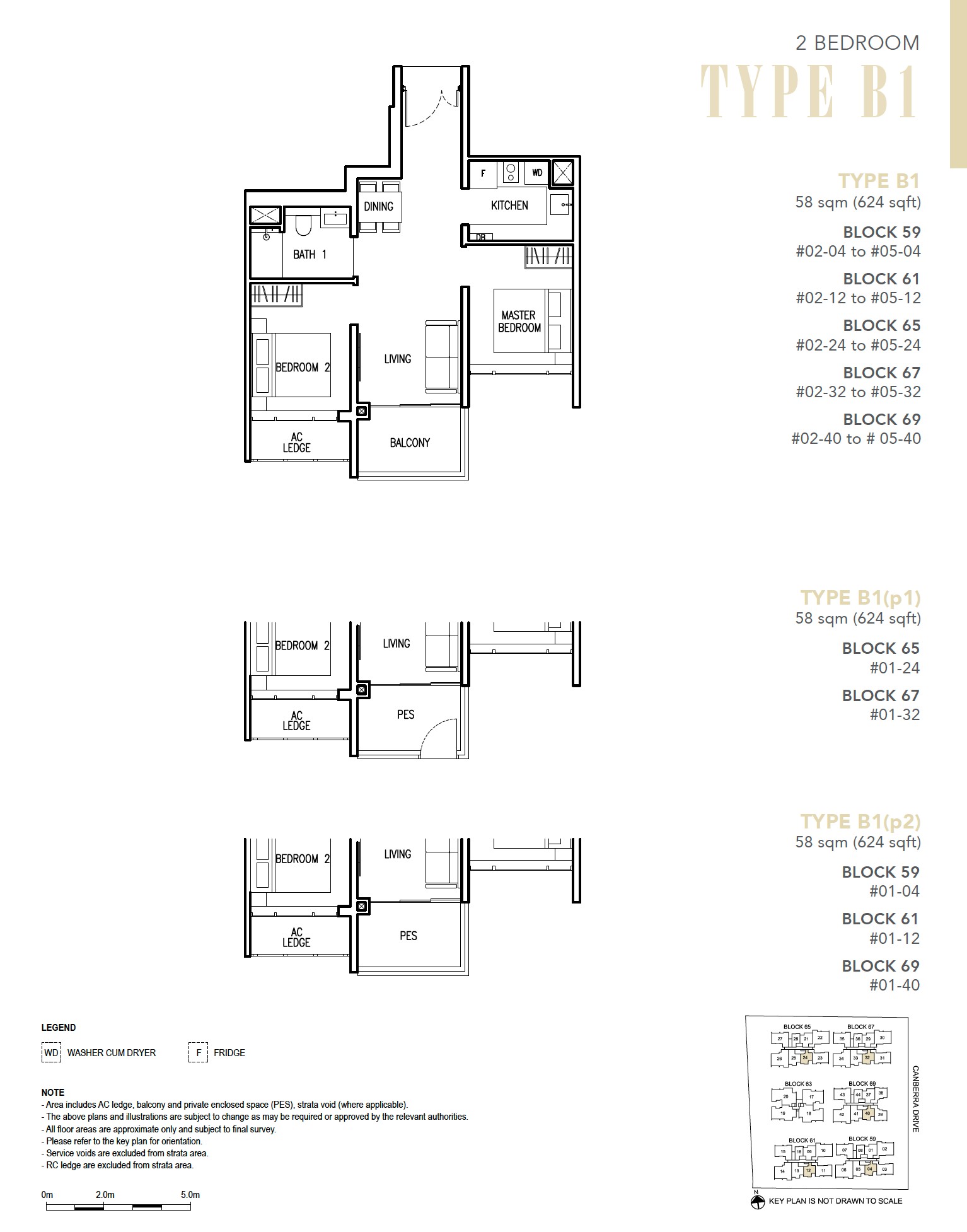 Commodore Floor Plan 2BR 1Bath Type B1